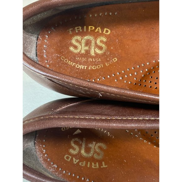 SAS Women's Brown Leather Slip On Loafers Size 8 Narrow - Picture 4 of 10